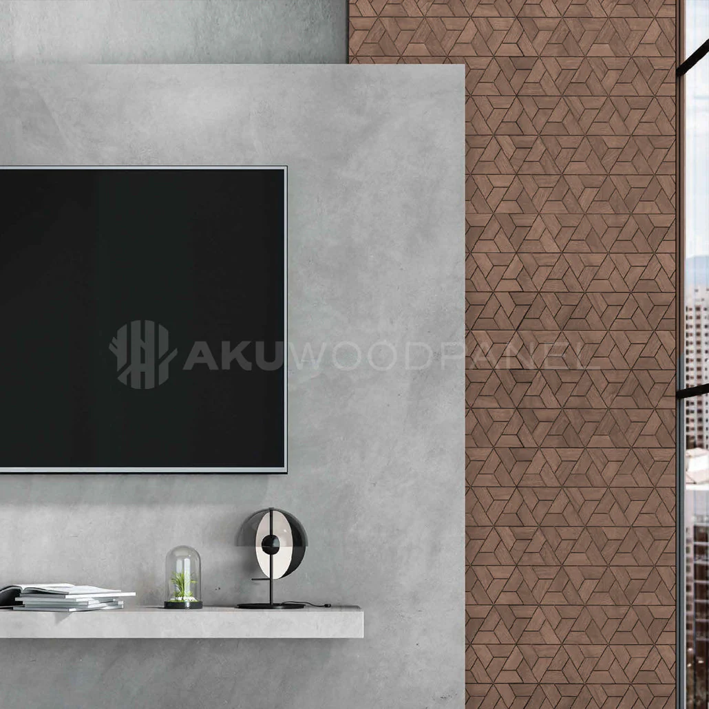 Decorative Wall Panel | Aster - Brown | 60x60cm | American walnut | Handcrafted | 3D panel - Image 2