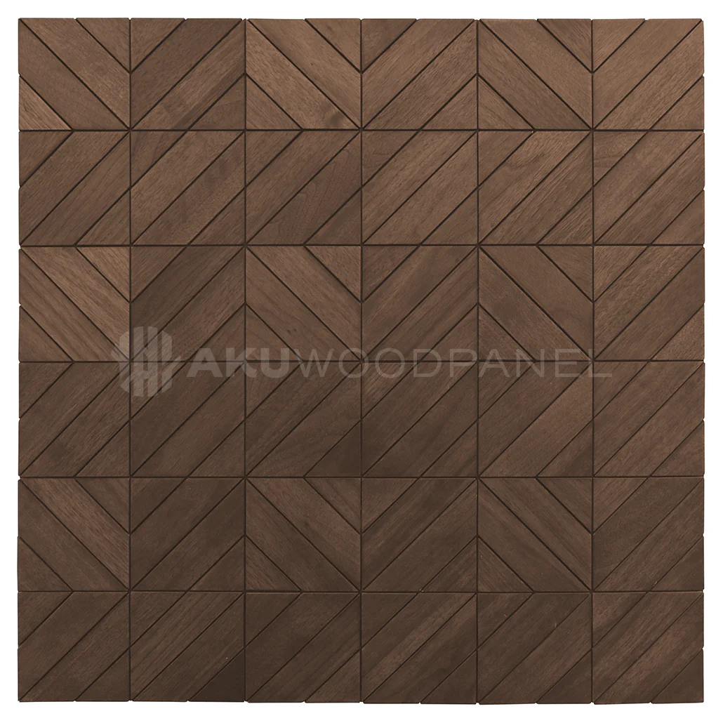 Decorative Wall Panel | Clover - Brown | 60x60cm | American walnut | Handcrafted | 3D panel