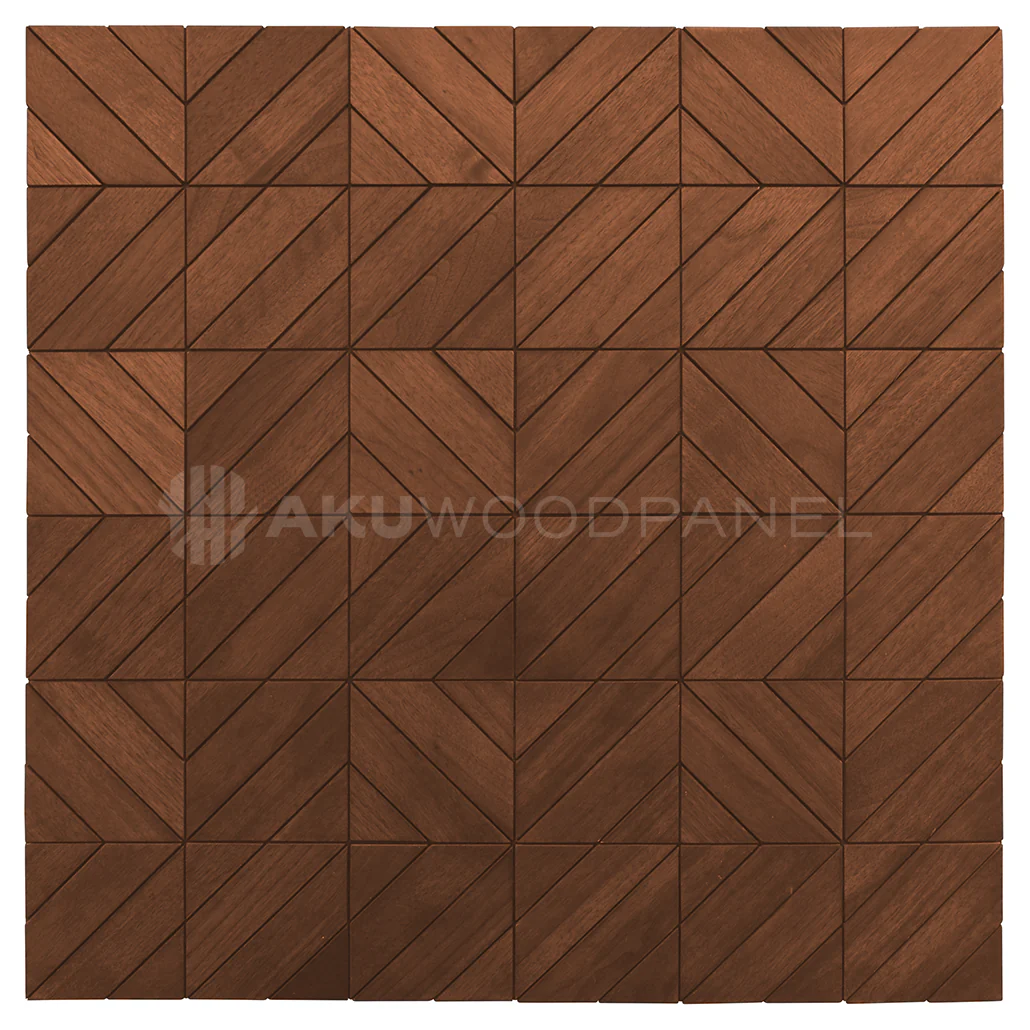 Decorative Wall Panel | Clover - Smoked Brown | 60x60cm | American walnut | Handcrafted | 3D panel