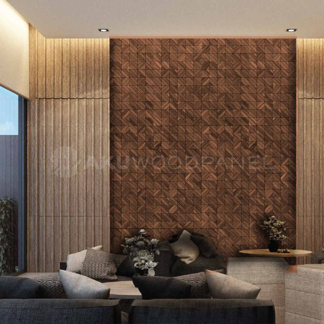 Decorative Wall Panel | Clover - Smoked Brown | 60x60cm | American walnut | Handcrafted | 3D panel - Image 2