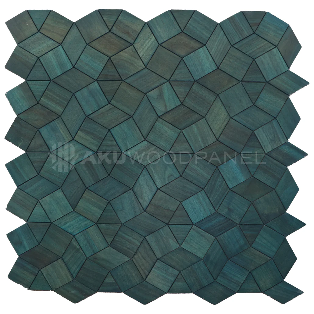 Decorative Wall Panel | Gardenia - Cadet Blue | 60x60cm | American walnut | Handcrafted | 3D panel