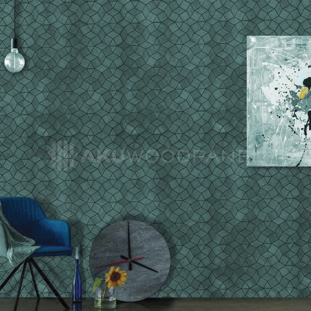 Decorative Wall Panel | Gardenia - Cadet Blue | 60x60cm | American walnut | Handcrafted | 3D panel - Image 2