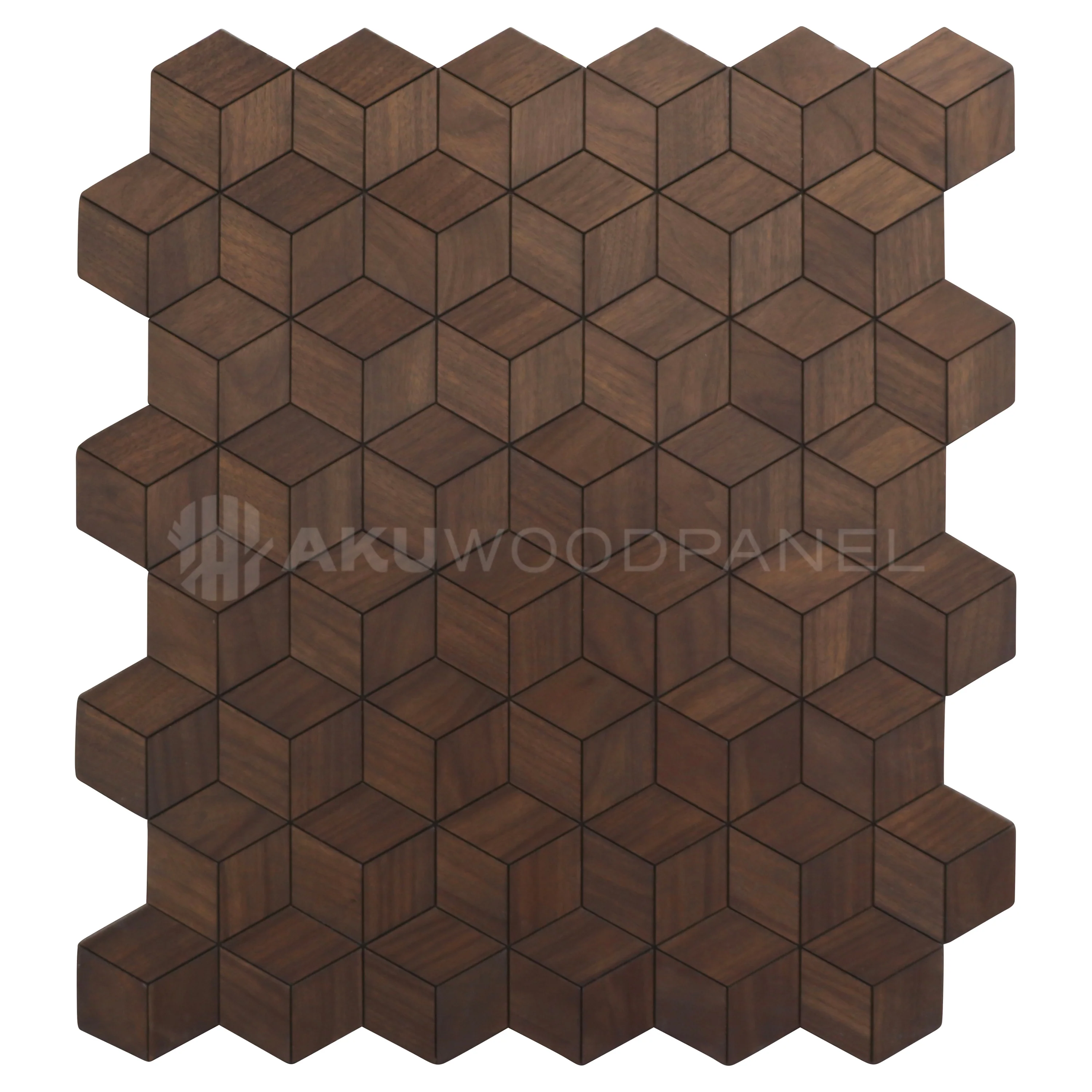 Decorative Wall Panel | Lobelia - Rust Copper | 60x60cm | American walnut | Handcrafted | 3D panel