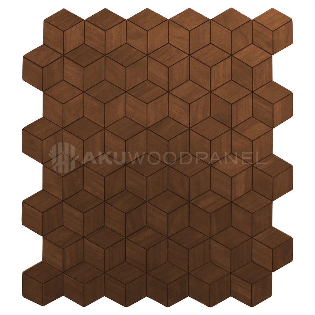 Decorative Wall Panel | Lobelia - Smoked Brown | 60x60cm | American walnut | Handcrafted | 3D panel