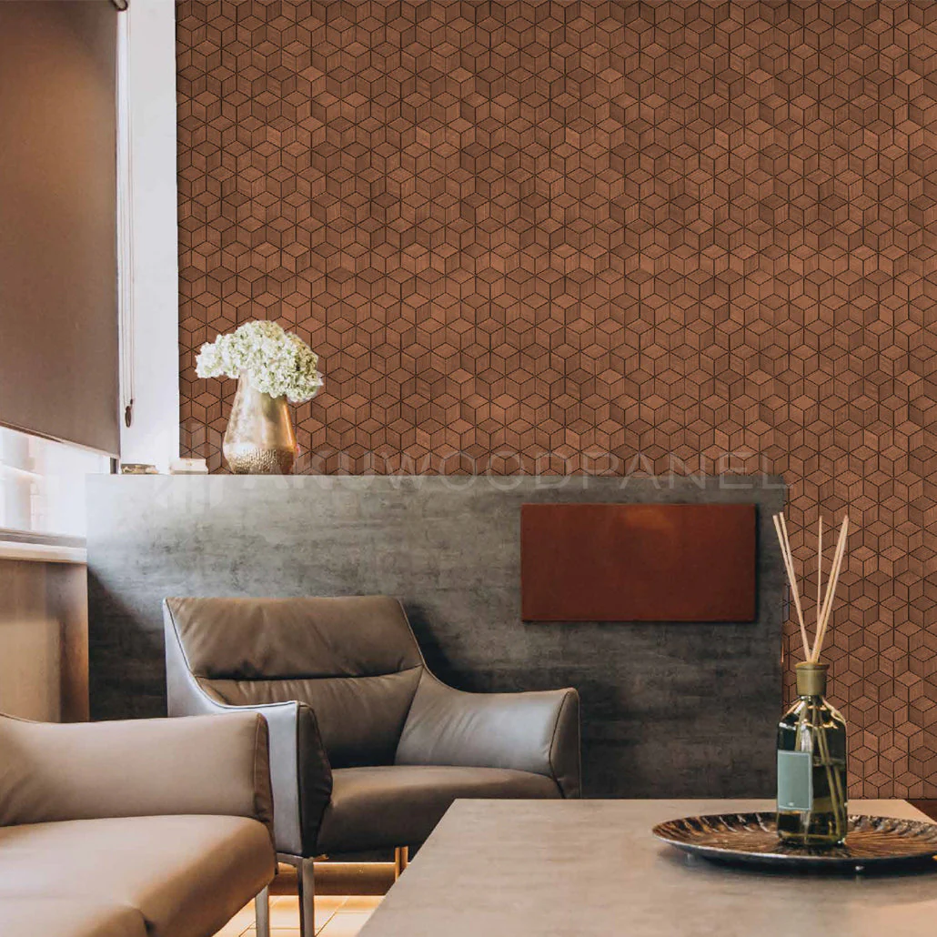 Decorative Wall Panel | Lobelia - Smoked Brown | 60x60cm | American walnut | Handcrafted | 3D panel - Image 2