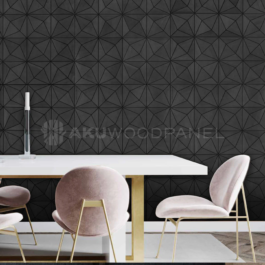 Decorative Wall Panel | Nolan - Black | 60x60cm | American walnut | Handcrafted | 3D panel - Image 2