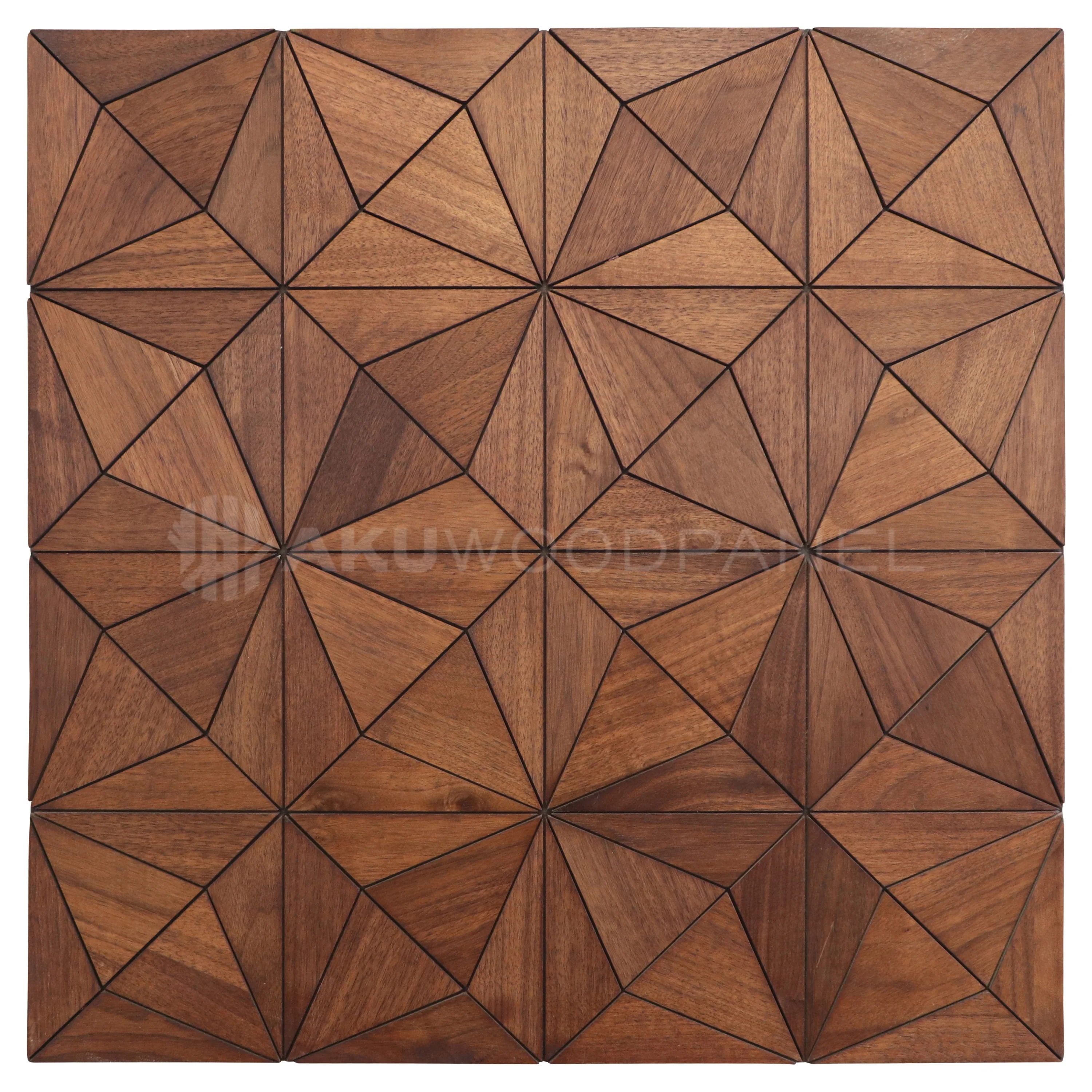 Decorative Wall Panel | Nolan - Brown | 60x60cm | American walnut | Handcrafted | 3D panel