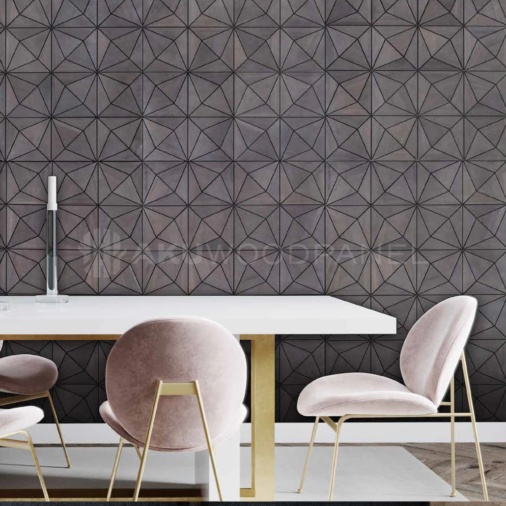 Decorative Wall Panel | Nolan - Rose Black | 60x60cm | American walnut | Handcrafted | 3D panel - Image 2