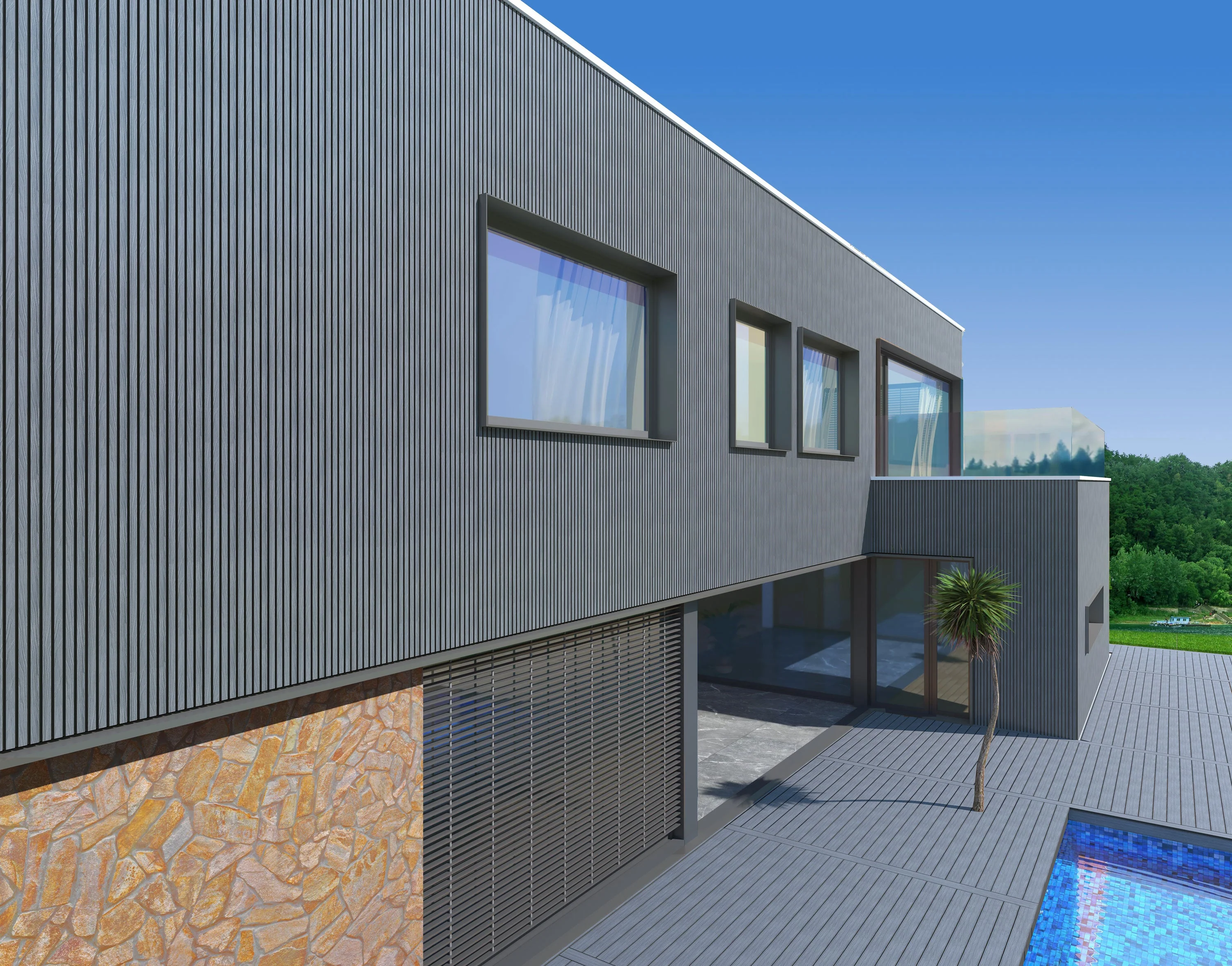 Exterior Wall Cladding Panel Stone Grey 290CM | Garden | 3D Wood Grain - Image 6
