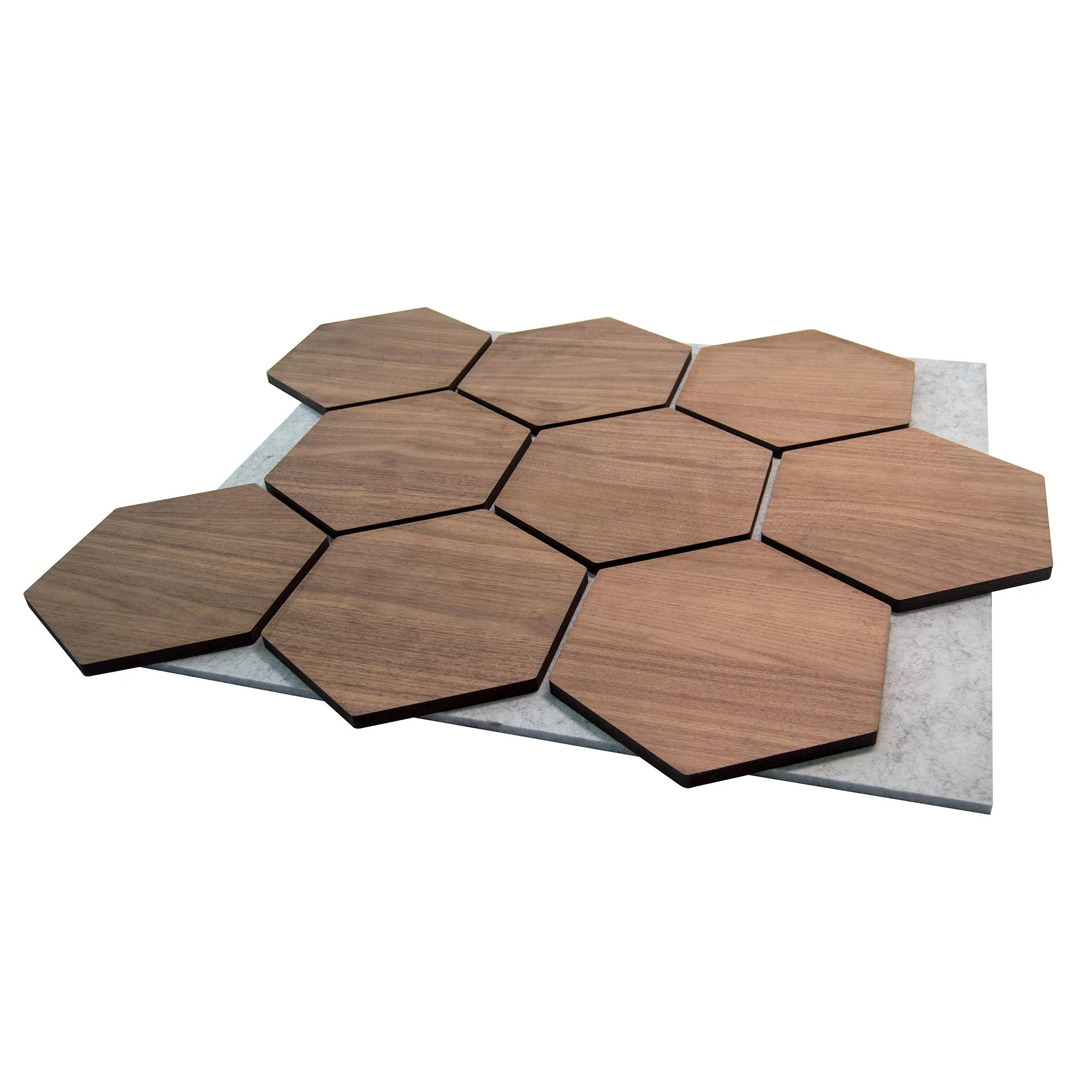 Hexagon Panel Walnut with Grey Felt 81 cm | Acoustic | Wall Decor - Image 3