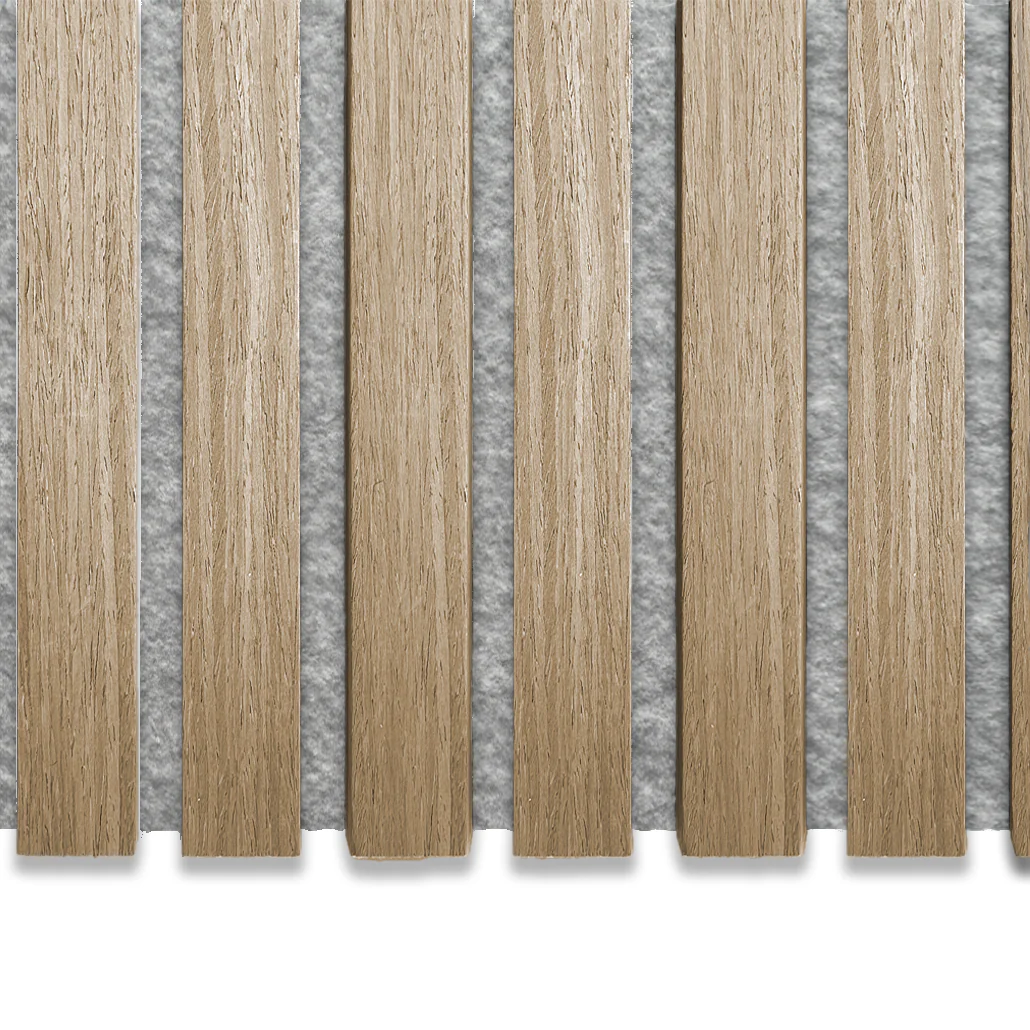 Sample - Wooden Wall Panel | Natural Oak Grey Felt - Image 3