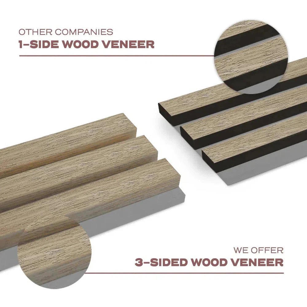 Wooden Wall Panel | Natural Oak Grey Felt | Premium 3-sided Wood Veneer - Image 3